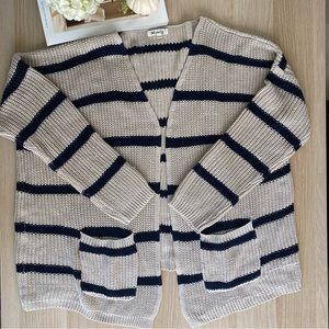 Oversized chunky knit cardigan, beige and navy